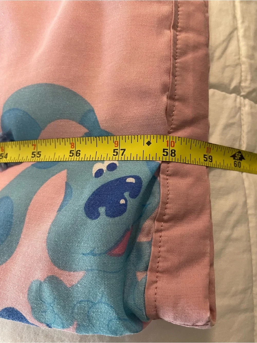 Vtg 90s Blues Clues Pink Hand-Tied Twin Quilt Blanket 84x59 As-Is Upcycled